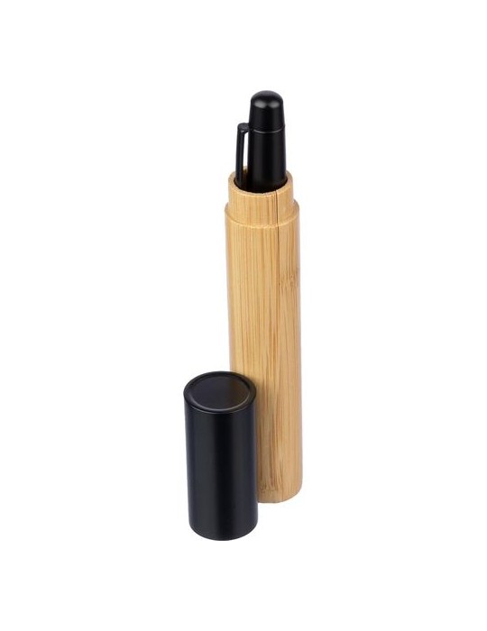 Stylo bille twist personnalisé en acier inoxydable et bambou Anke pas cher