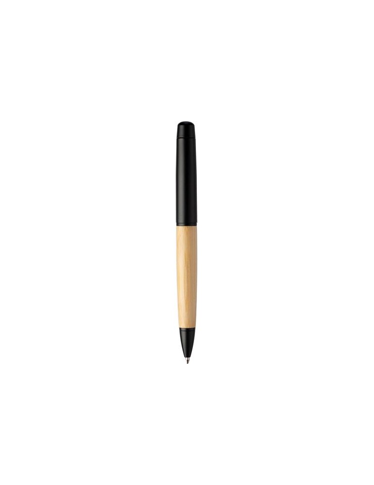 Stylo bille twist personnalisé en acier inoxydable et bambou Anke pas cher