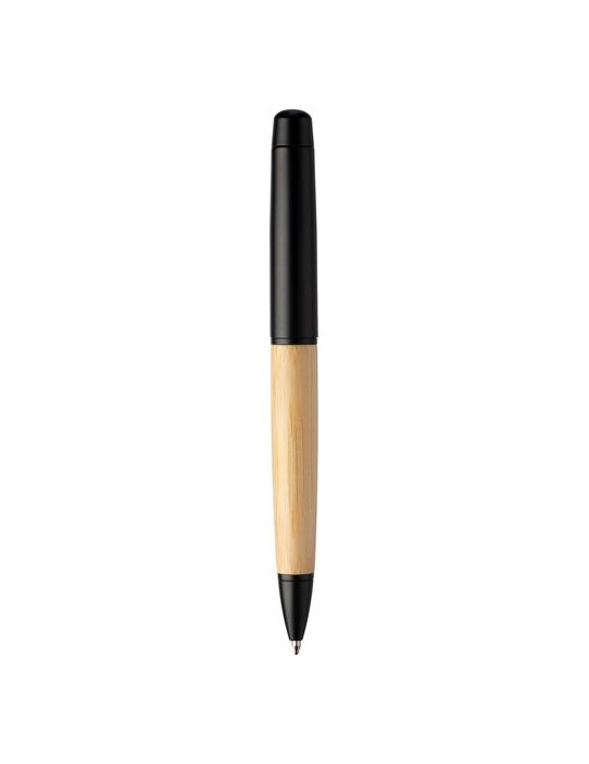 Stylo bille twist personnalisé en acier inoxydable et bambou Anke pas cher