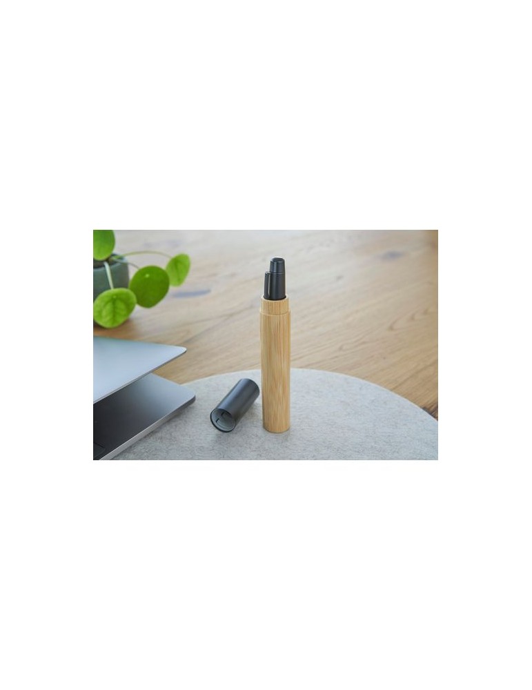 Stylo bille twist personnalisé en acier inoxydable et bambou Anke pas cher