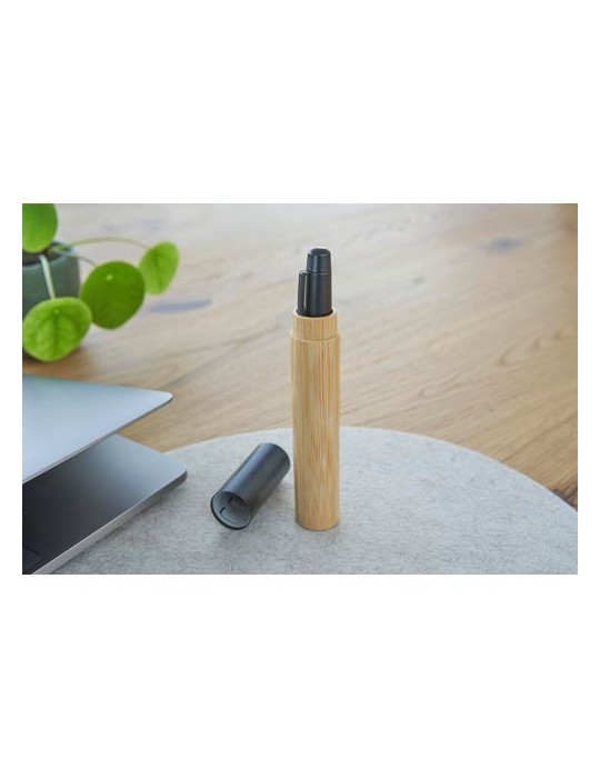 Stylo bille twist personnalisé en acier inoxydable et bambou Anke pas cher