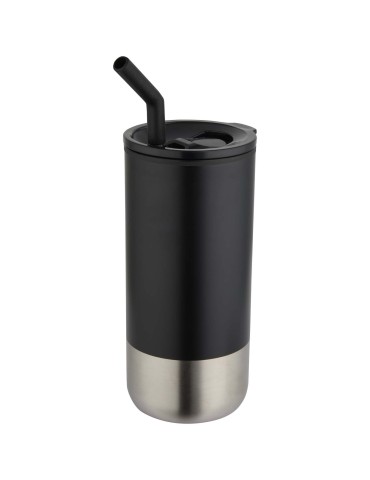 Gobelet isotherme Grayson 480 ml certifié RCS avec paille en silicone