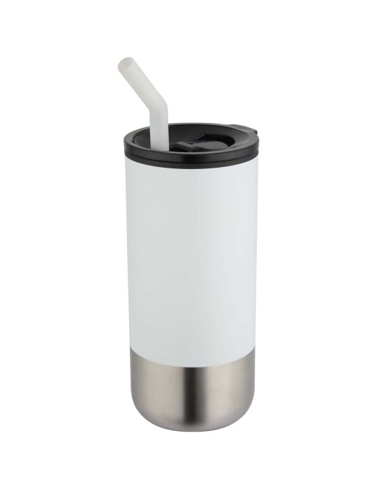 Gobelet isotherme Grayson 480 ml certifié RCS avec paille en silicone