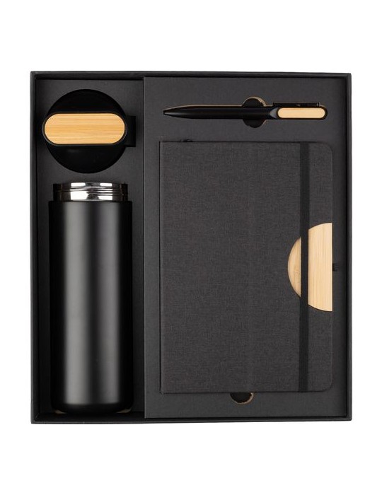 Coffret cadeau personnalisé : gourde, stylo et carnet - Kurt pas cher