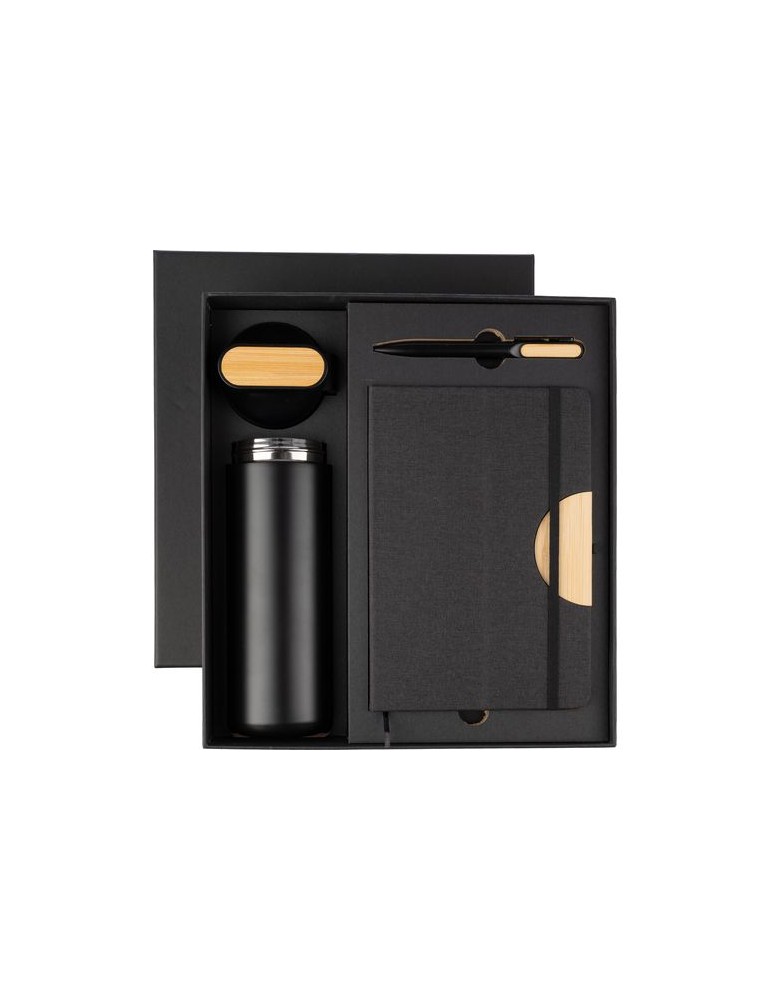 Coffret cadeau personnalisé : gourde, stylo et carnet - Kurt pas cher