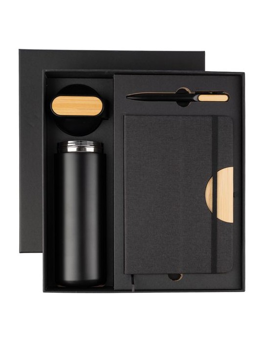 Coffret cadeau personnalisé : gourde, stylo et carnet - Kurt pas cher