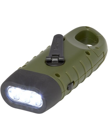 Lampe de poche dynamo solaire Helios en plastique recyclé avec…
