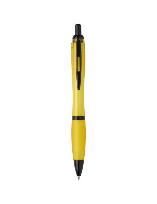 Stylo bille Nash en plastique recyclé avec garnitures noires (encre…