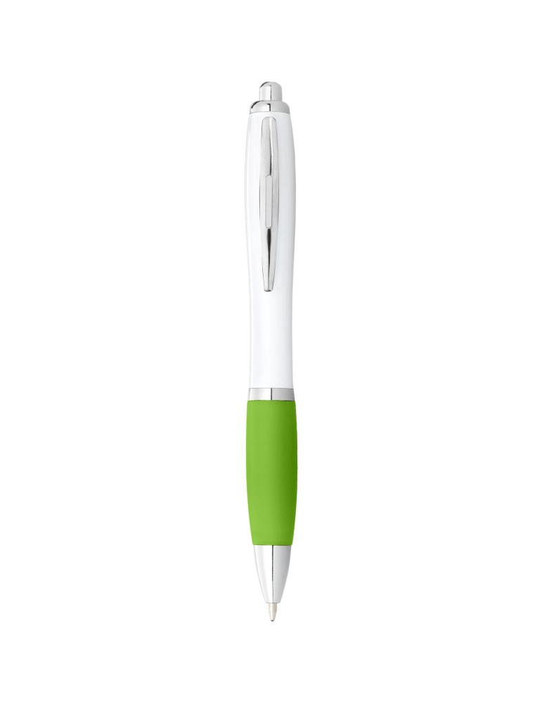 Stylo bille avec corps blanc et grip coloré Nash (encre noire)