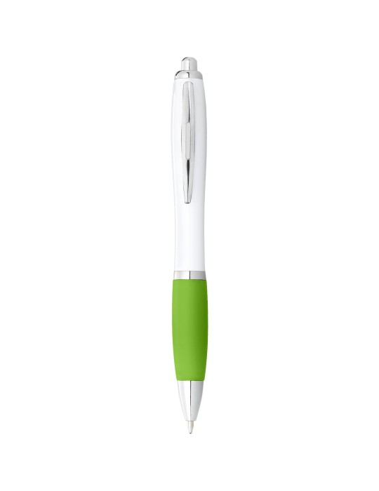 Stylo bille avec corps blanc et grip coloré Nash (encre noire)