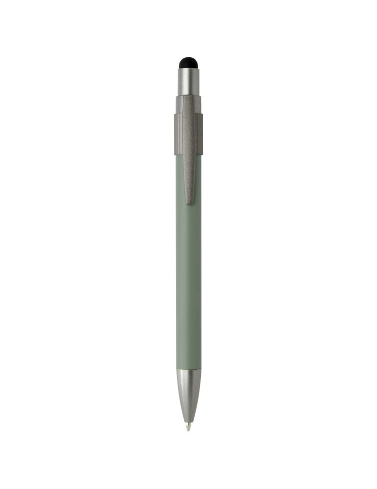 Stylo bille recyclé RCS avec stylet et toupie antistress (encre…