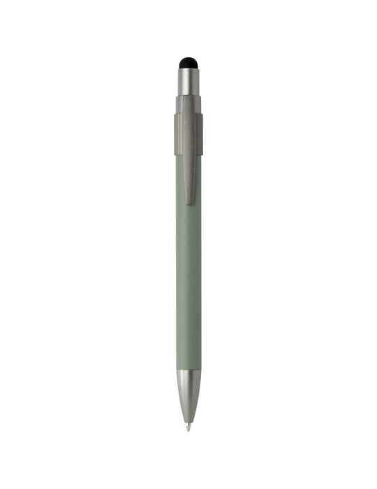 Stylo bille recyclé RCS avec stylet et toupie antistress (encre…