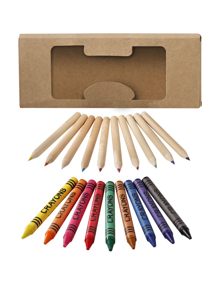 Kit de crayons et crayons gras colorés 19 pièces Lucky