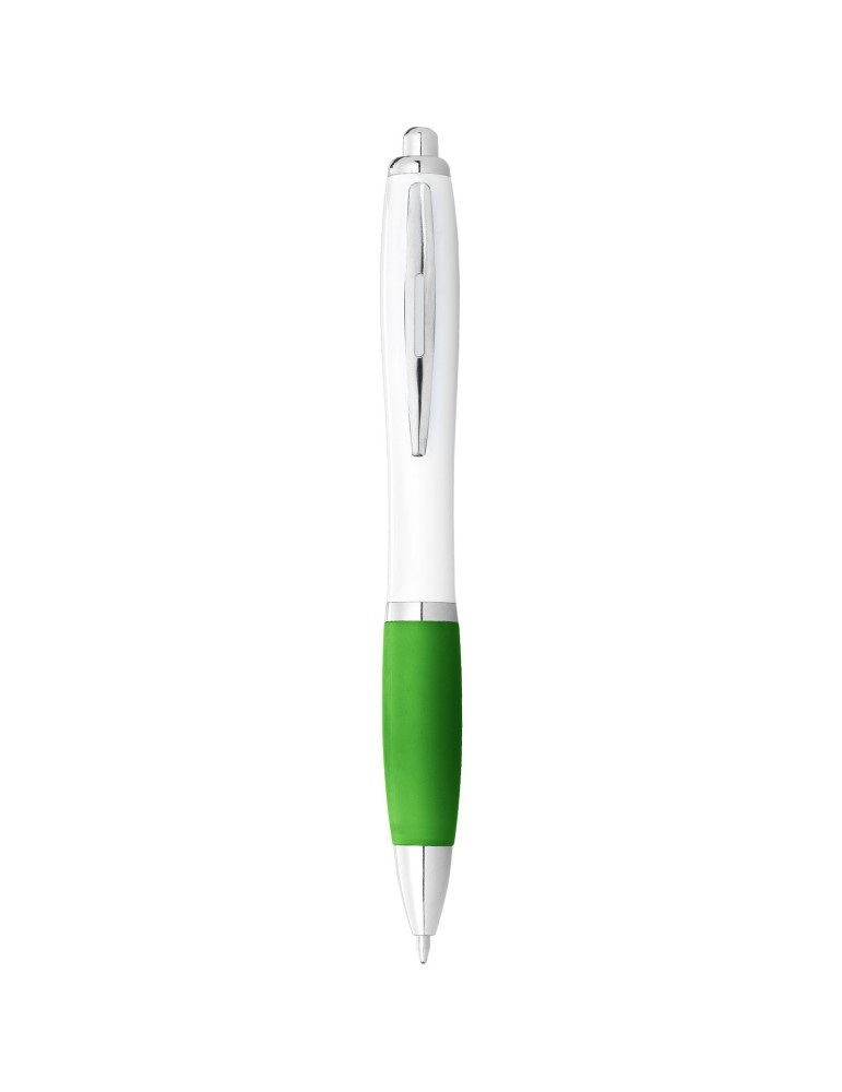 Stylo bille avec corps blanc et grip coloré Nash (encre bleue)