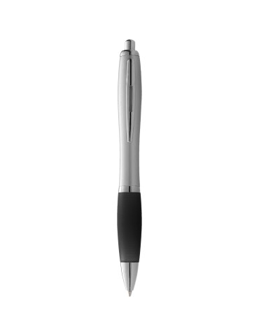 Stylo bille avec corps argenté et grip coloré Nash (encre bleue)