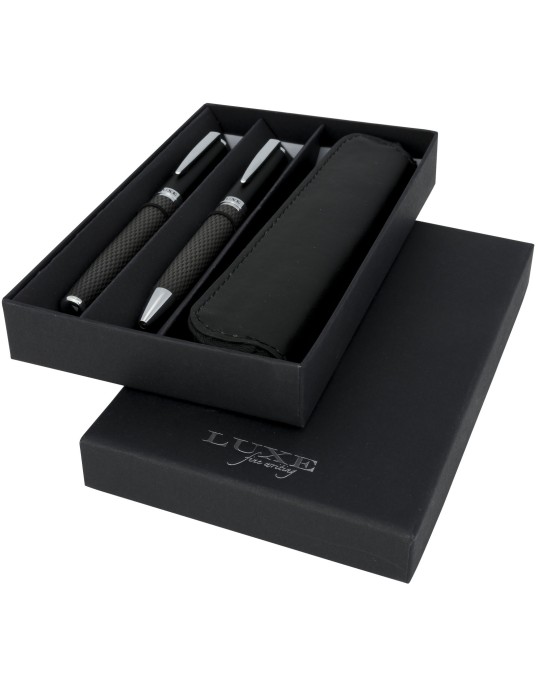 Parure de stylos bille et roller avec étui Carbon (encre noire)