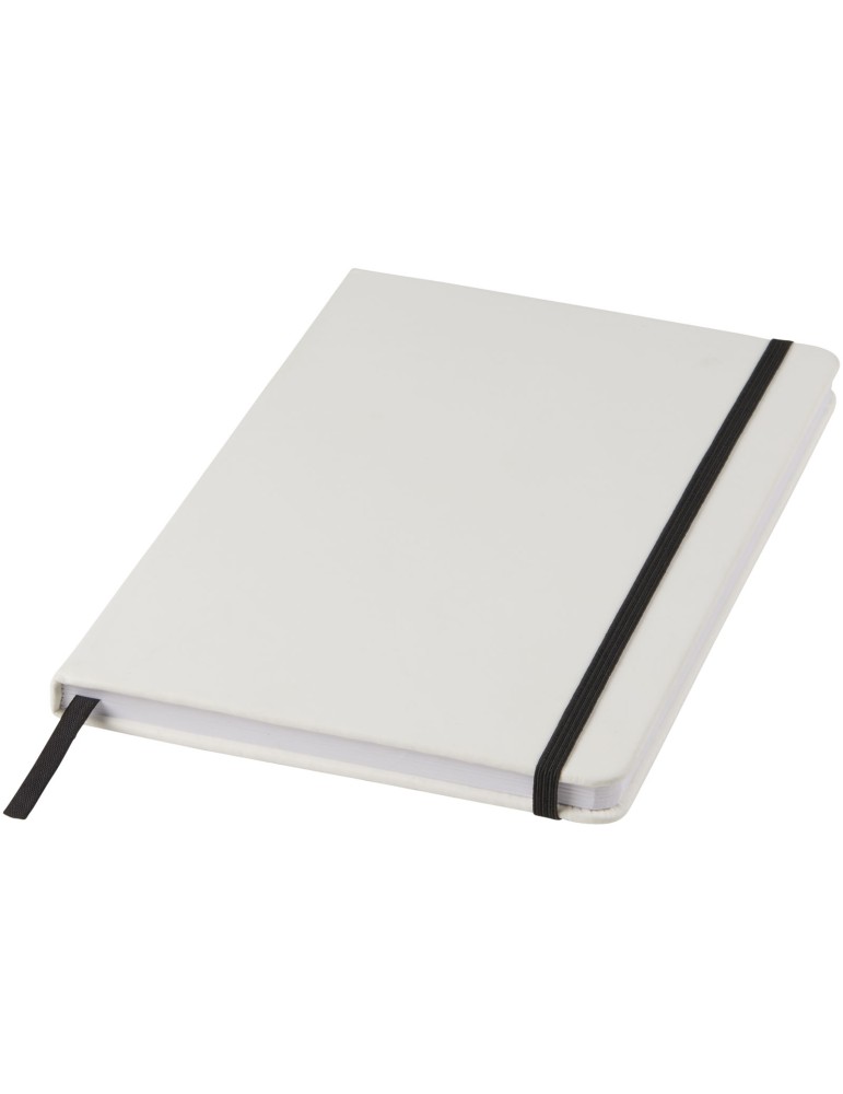 Carnet de notes blanc A5 Spectrum avec élastique de couleur