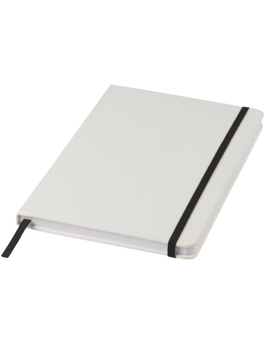 Carnet de notes blanc A5 Spectrum avec élastique de couleur