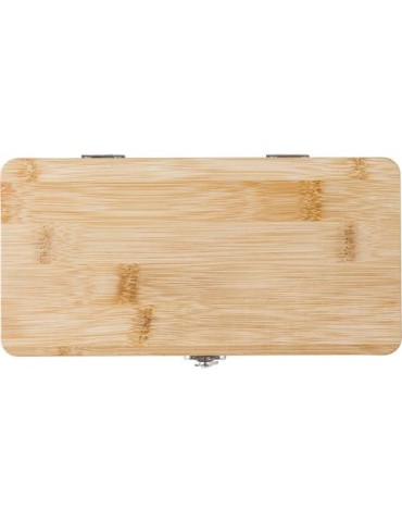 Boîte à Outils en Bambou Personnalisée - 27 Pièces, Idée Cadeau