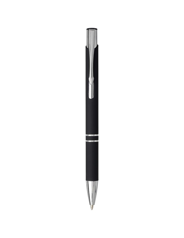 Stylo bille rétractable doux au toucher Moneta (encre noire)