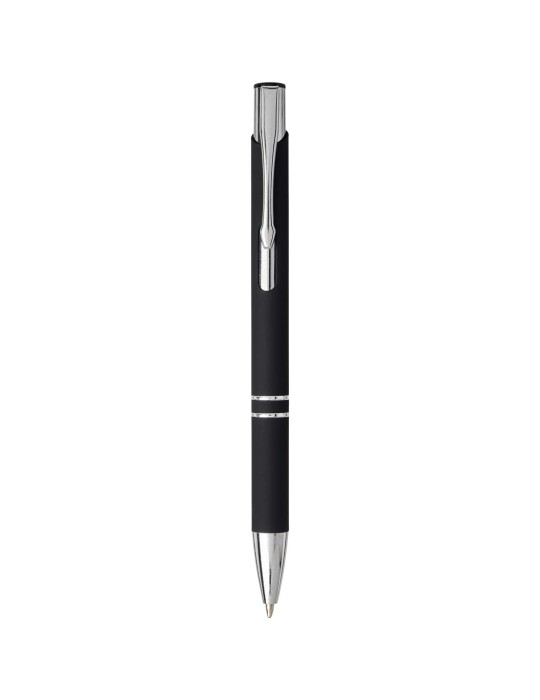 Stylo bille rétractable doux au toucher Moneta (encre noire)