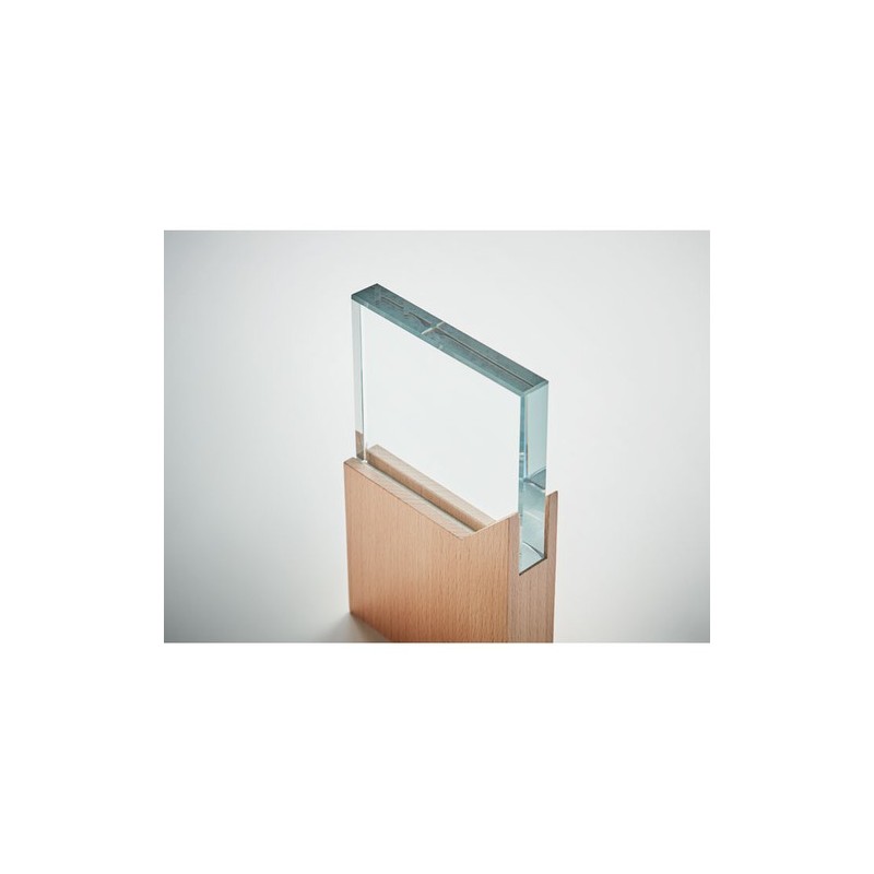 Plaque Trophée en Cristal Personnalisée Élégante ZEAL Matières : verre Couleurs : bois marquage laser ultra précis