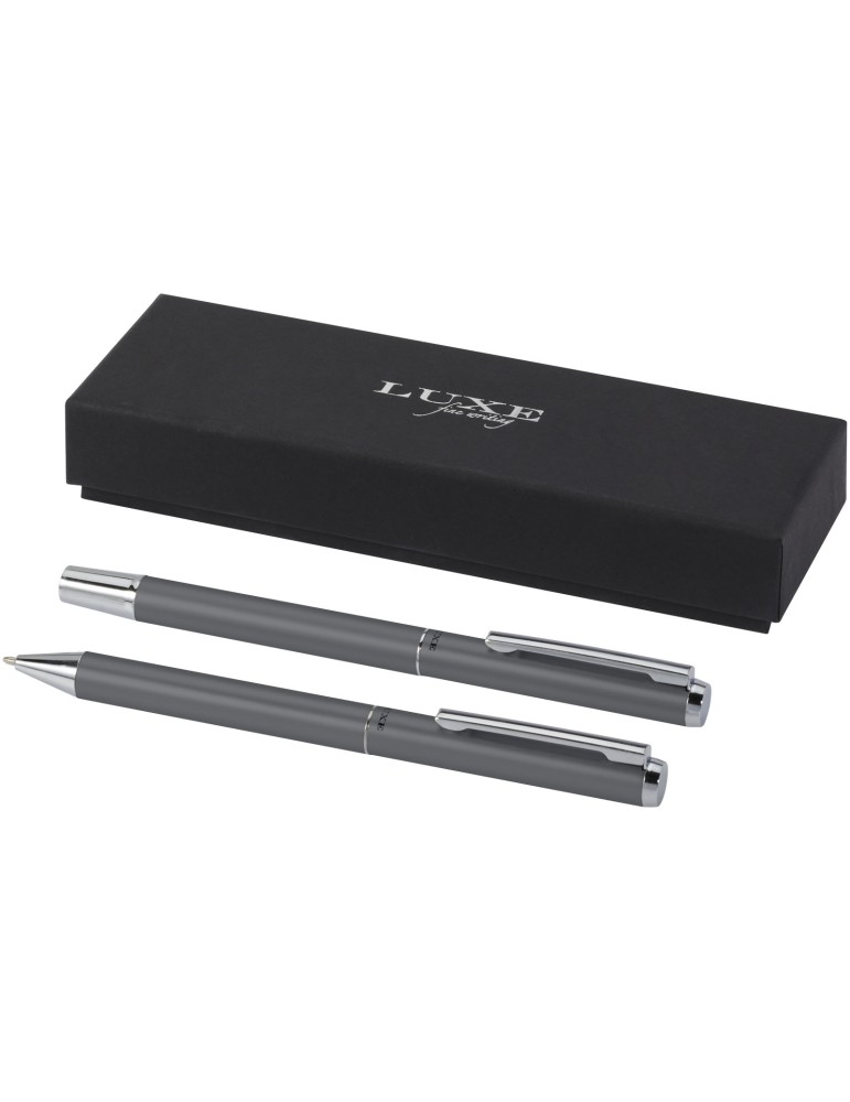 Ensemble-cadeau stylo bille et stylo roller Lucetto en aluminium…