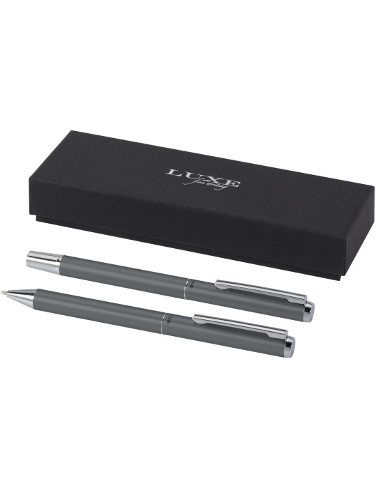Ensemble-cadeau stylo bille et stylo roller Lucetto en aluminium…
