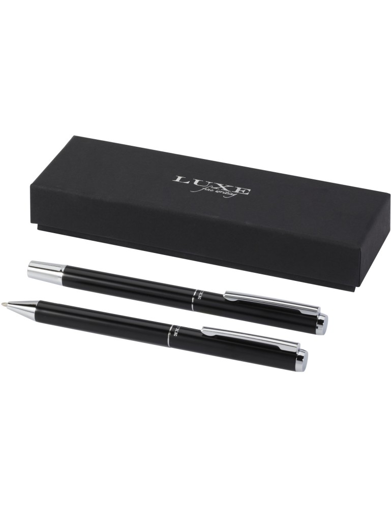 Ensemble-cadeau stylo bille et stylo roller Lucetto en aluminium…