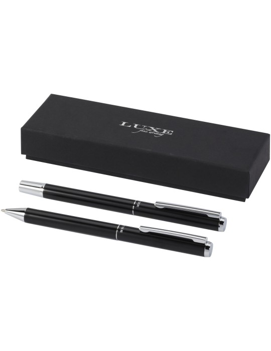 Ensemble-cadeau stylo bille et stylo roller Lucetto en aluminium…