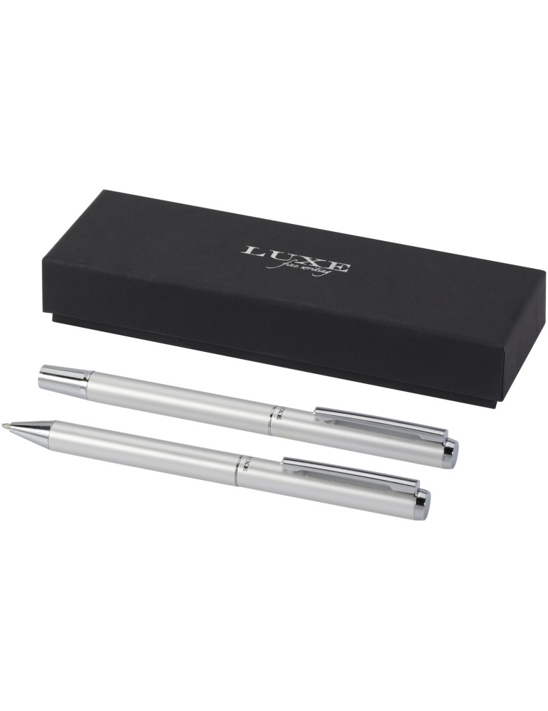Ensemble-cadeau stylo bille et stylo roller Lucetto en aluminium…