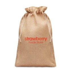 Grand sac cadeau  en jute personnalisé 30x47 Matières : jute Couleurs : beige cadeau entreprise pas cher