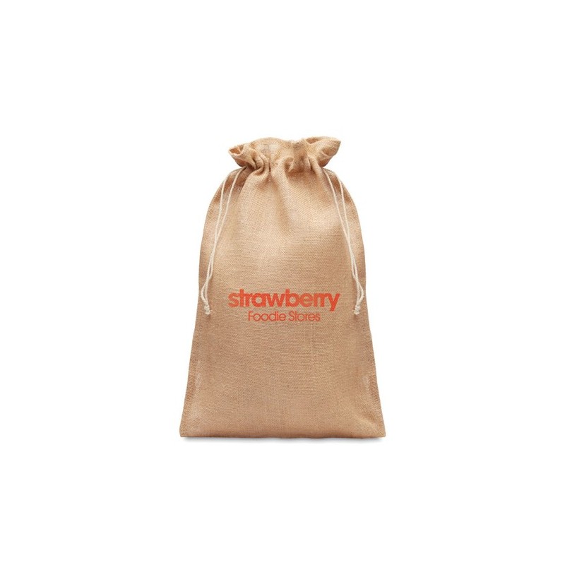 Grand sac cadeau  en jute personnalisé 30x47 Matières : jute Couleurs : beige cadeau entreprise pas cher