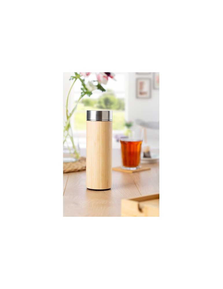 Bouteille isotherme en bambou personnalisée Yara - 420 ml pas cher