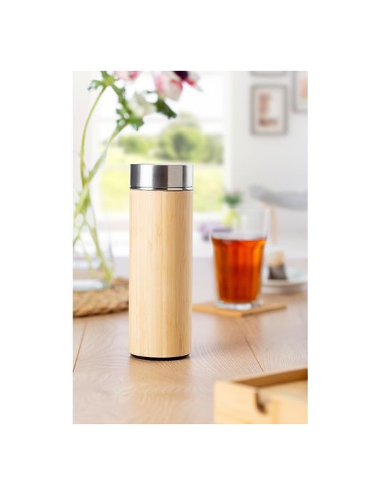 Bouteille isotherme en bambou personnalisée Yara - 420 ml pas cher