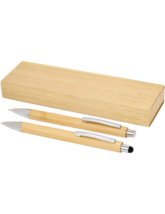 Set stylo bille et porte-mine Oblys en bambou (encre noire)