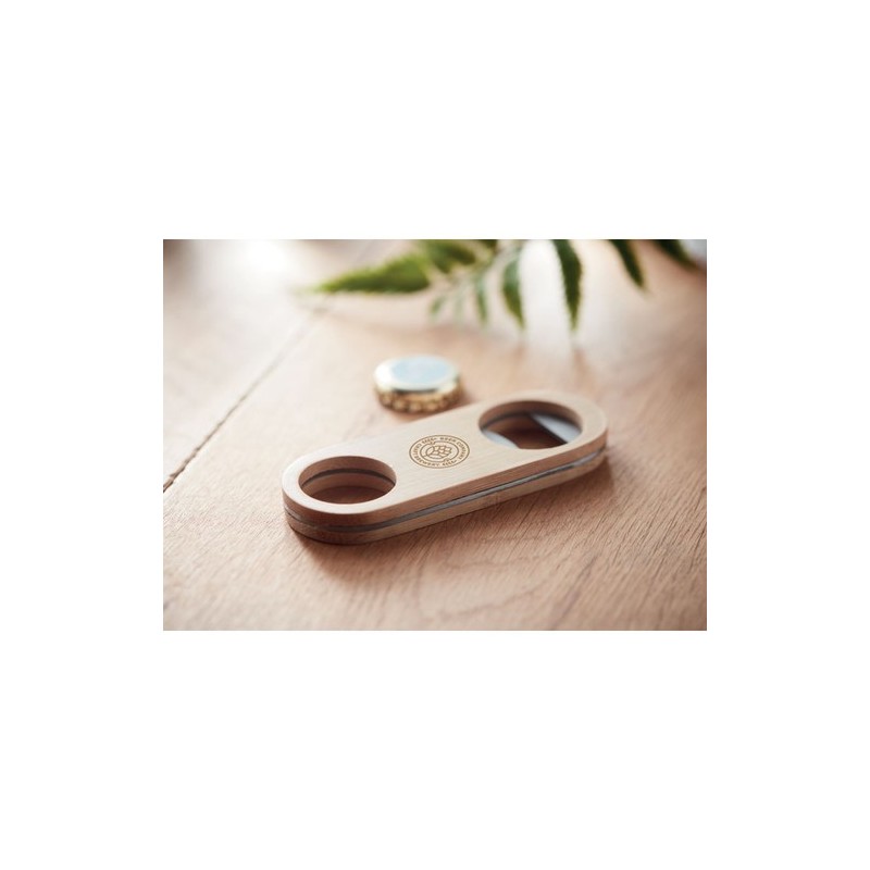 Décapsuleur Éco-responsable en Bambou Personnalisé VALBAMPER Matières : acier inoxydable Couleurs : bois cadeau entreprise pas c