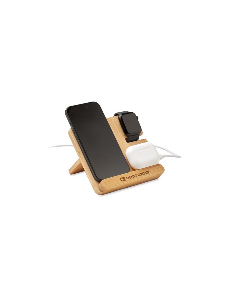 Chargeur sans fil 3 en 1 15W publicitaire BOOGAR
