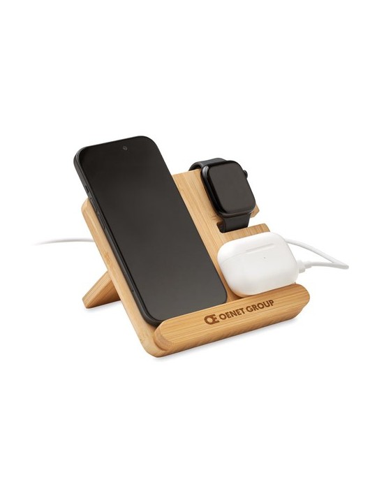 Chargeur sans fil 3 en 1 15W publicitaire BOOGAR