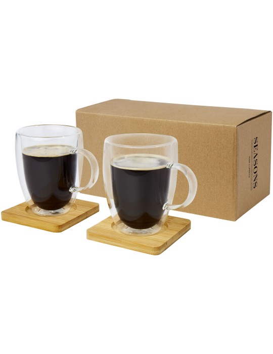 Tasse 2 pièces Manti de 350 ml à double paroi en verre avec…