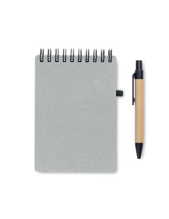 Cahier recyclé et stylo à bille publicitaire NOTIE