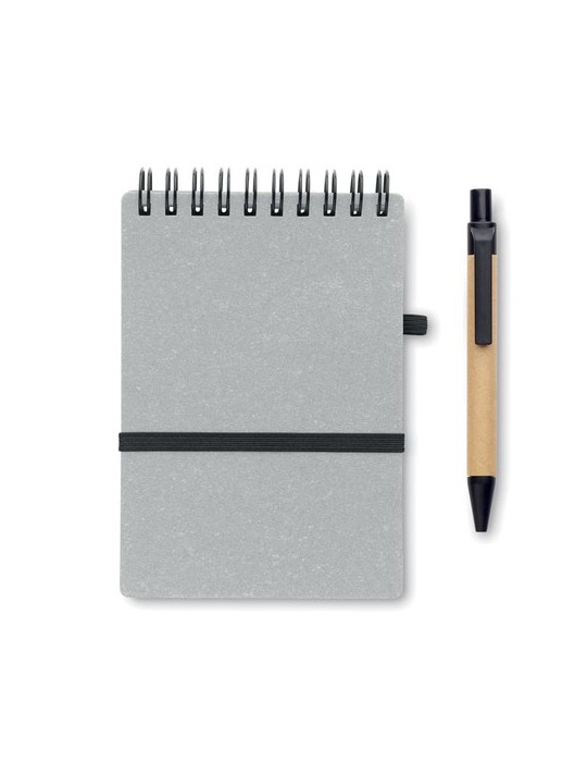 Cahier recyclé et stylo à bille publicitaire NOTIE
