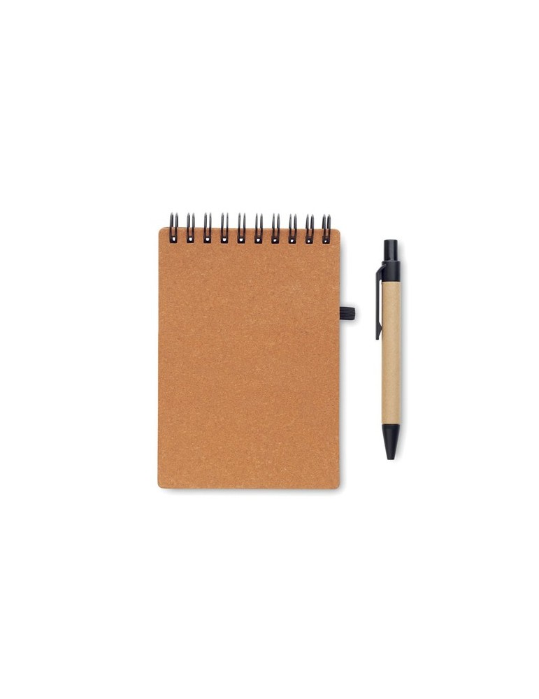 Cahier recyclé et stylo à bille publicitaire NOTIE