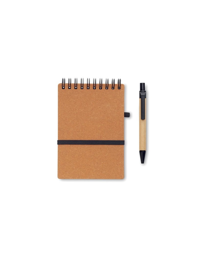 Cahier recyclé et stylo à bille publicitaire NOTIE
