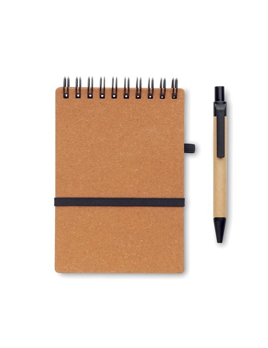 Cahier recyclé et stylo à bille publicitaire NOTIE