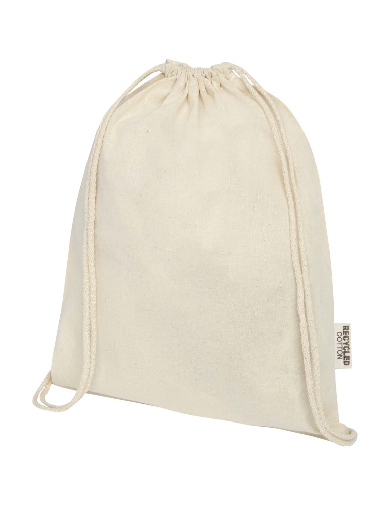 Sac avec cordon Oregon en coton recyclé 140 g/m² certifié GRS