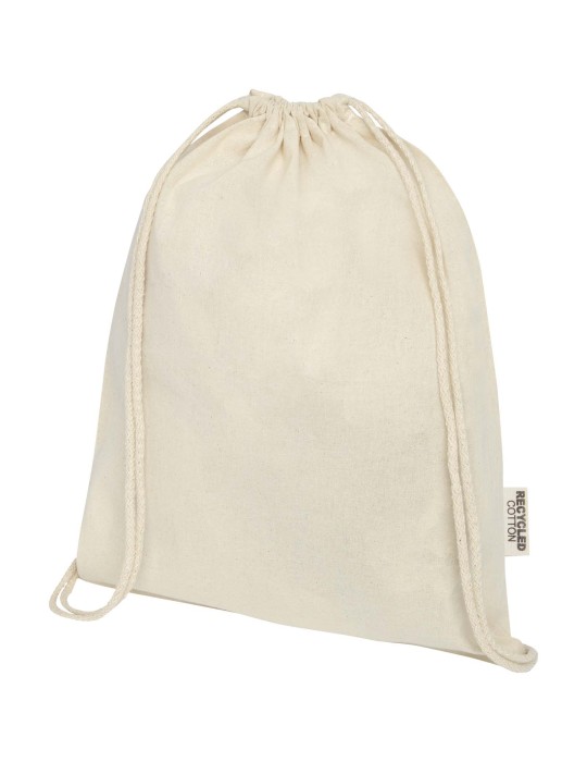 Sac avec cordon Oregon en coton recyclé 140 g/m² certifié GRS