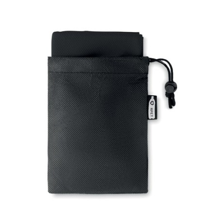 Serviette de sport  en RPET personnalisée TUKO Matières : PET recyclé Couleurs : noir marquage laser ultra précis