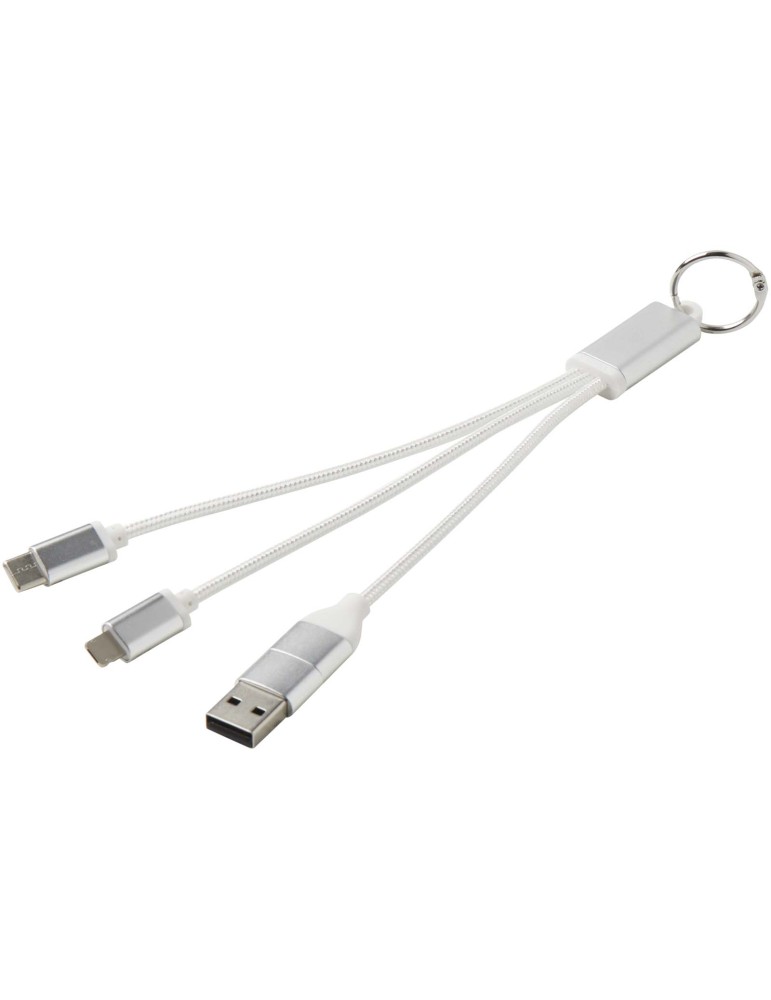 Câble de charge 4-en-1 Metal en aluminium recyclé avec porte-clés