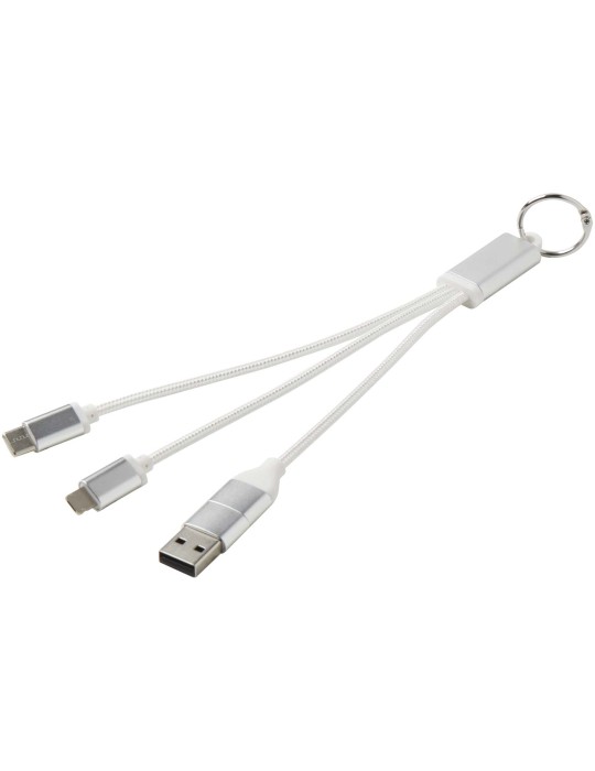 Câble de charge 4-en-1 Metal en aluminium recyclé avec porte-clés